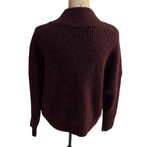 Calvin Klein Plum 1/2 Zip Ribbed Mock Neck Sweater Size XL - Picture 3 of 7